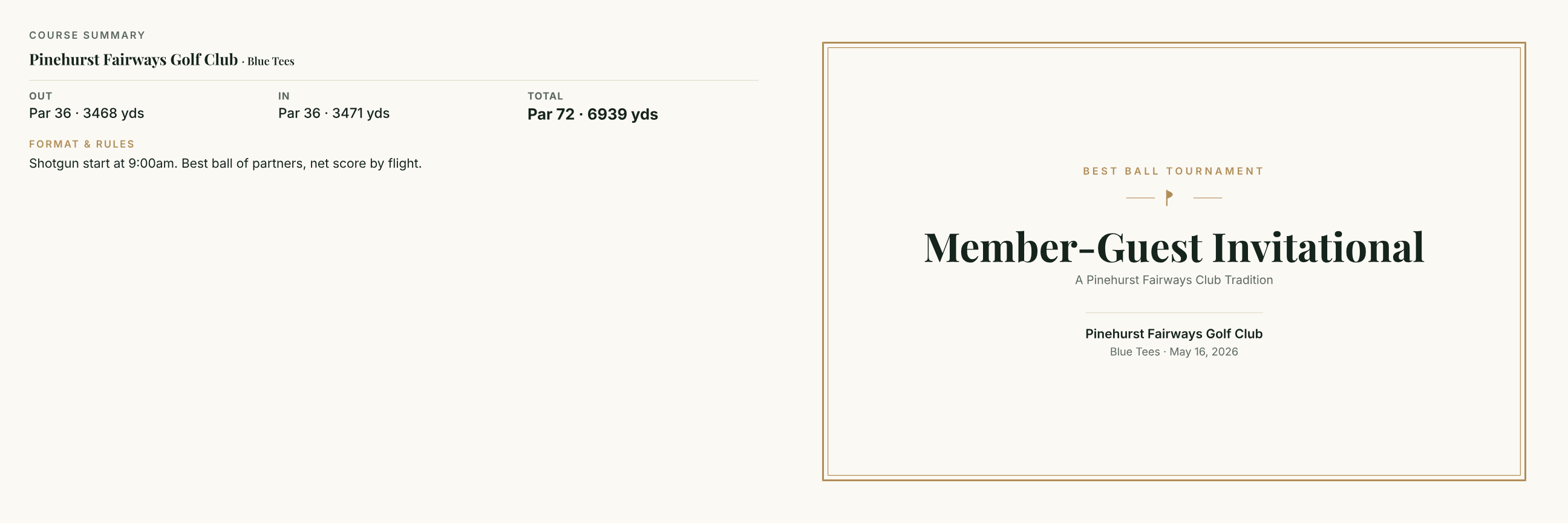 The Country Club scorecard template preview
