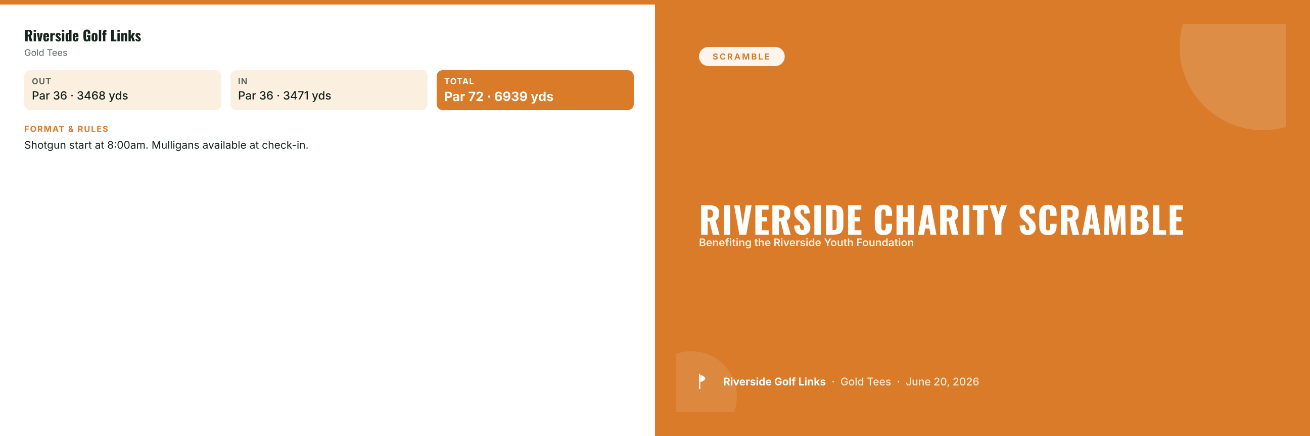 The Scramble scorecard template preview
